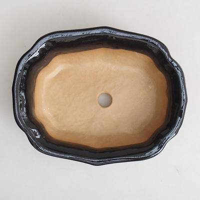 Ceramic bonsai bowl H 51 - 17.5 x 13.5 x 5.5 cm, black glossy - 3