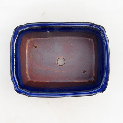 Bonsai-Schüssel + Untertasse H 50 - Schüssel 16,5 x 12 x 6 cm, Untertasse 17 x 12,5 x 1,5 cm, Blau zerkratzt - 3