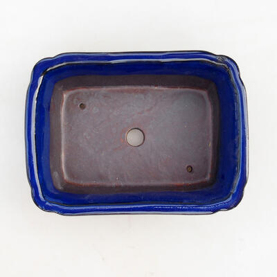 Bonsai-Schüssel + Untertasse H 50 - Schüssel 16,5 x 12 x 6 cm, Untertasse 17 x 12,5 x 1,5 cm, Blaues Oxid - 3