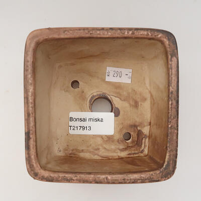Keramik-Bonsaischale 11 x 11 x 7 cm, Farbe rosa - 3