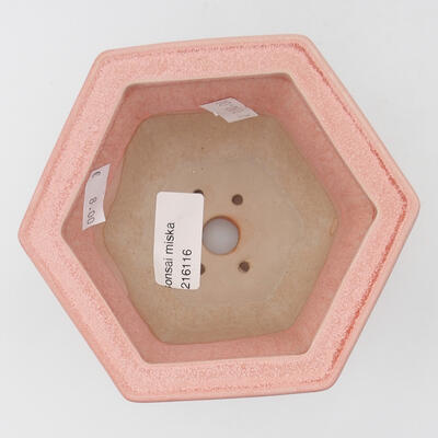 Bonsaischale aus Keramik 11 x 13 x 8 cm, Farbe rosa - 3