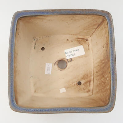 Keramik-Bonsaischale 16 x 16 x 10,5 cm, Farbe Blau - 3