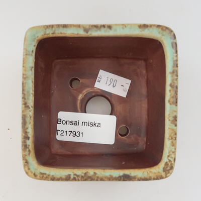 Keramik-Bonsaischale 8,5 x 8,5 x 5,5 cm, Farbe grün - 3