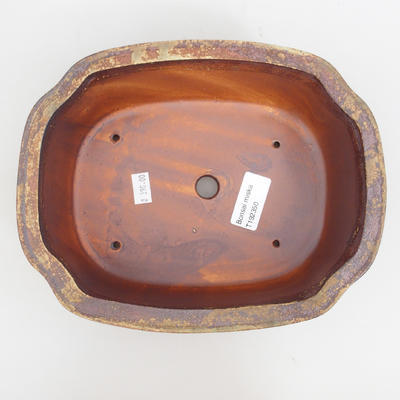 Keramik-Bonsaischale 19 x 14 x 8 cm, braun-grüne Farbe - 2. Wahl - 4