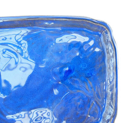 Bonsai-Schüssel + Untertasse H 50 - Schüssel 16,5 x 12 x 6 cm, Untertasse 17 x 12,5 x 1,5 cm, Blau zerkratzt - 5
